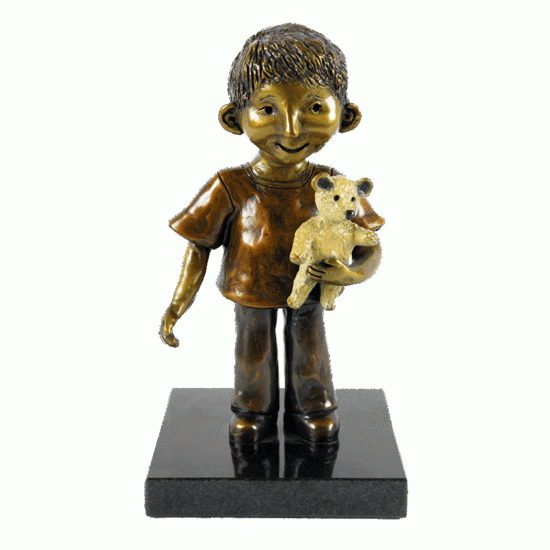 Sculpture en bronze Nounours et moi - Ginette Laplante