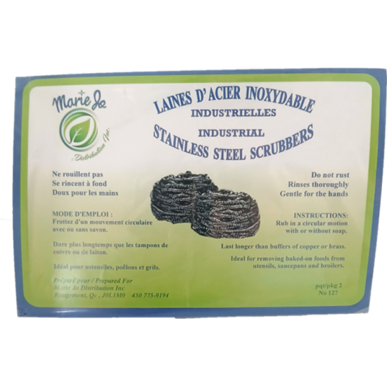 Laine d'acier Inoxydable Industrielle Pqt 2 