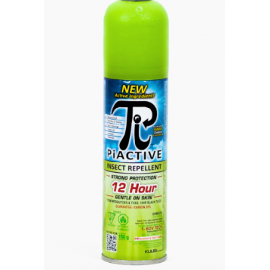 PiACTIVE Chasse-Moustiques Sans Deet  Protection Forte  Formule Famille Aérosol 12Hres 150g