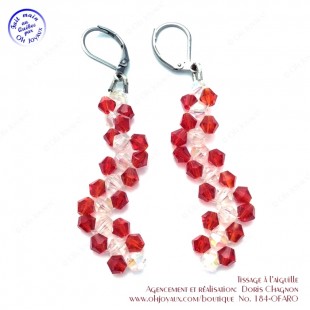 Boucles d'oreilles Comète en rouge plus rouge