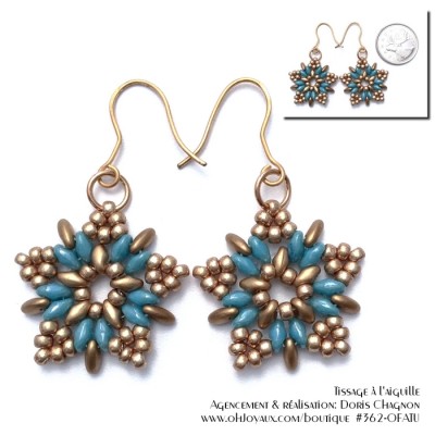 Boucles d'oreilles Feux d'artifice en turquoise et...
