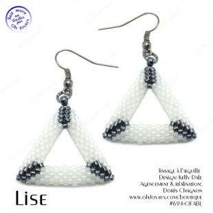 Boucles d'oreilles Lise triangulaires en blanc et...