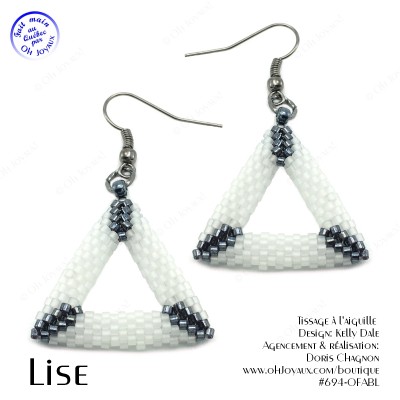 Boucles d'oreilles Lise triangulaires en blanc et...