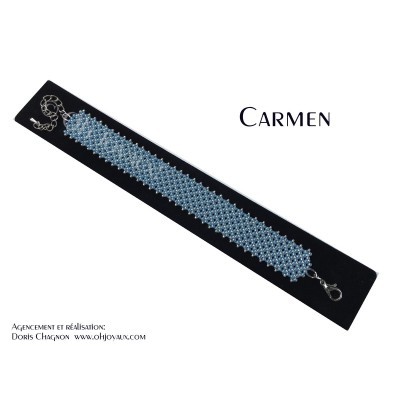 Bracelet Carmen en bleu et  gris argenté