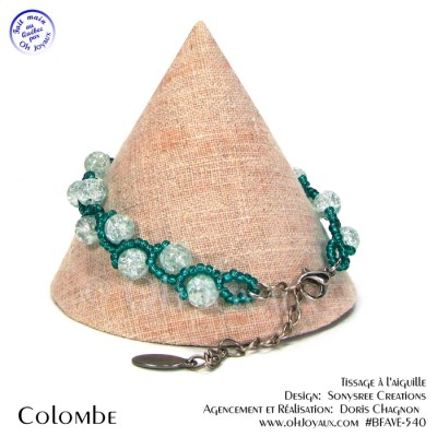 Bracelet Colombe en transparent et vert émeraude