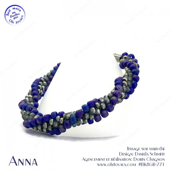 Bracelet Anna en bleu cobalt aurore boréale et...