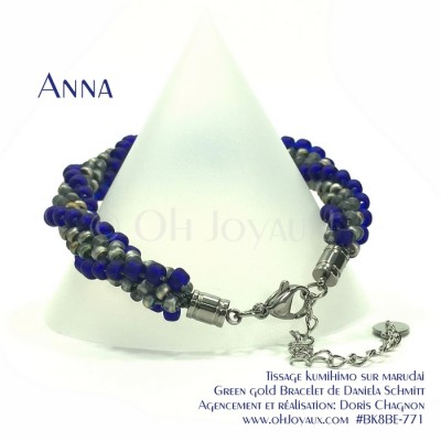 Bracelet Anna en bleu cobalt et gris vitrail