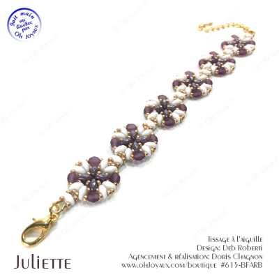 Bracelet Juliette de couleur blanc, améthyste et...