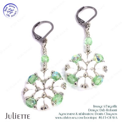 Boucles d'oreilles Juliette de couleur péridot,...