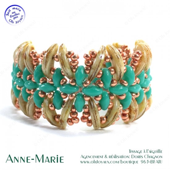 Bracelet Anne-Marie dans les tons de turquoise et...