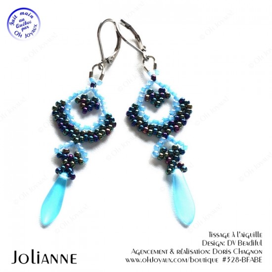 Boucles d'oreilles Jolianne de couleur bleue