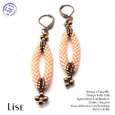 Boucles d'oreilles Lise en pêche et cuivré