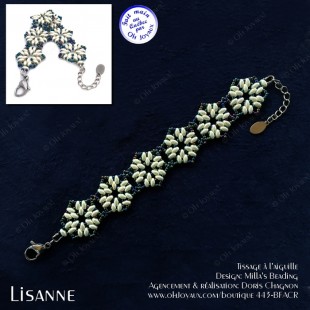 Bracelet Lisanne en crème et bleu-vert panaché
