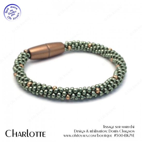 Bracelet  Charlotte en vert et soupçon de...
