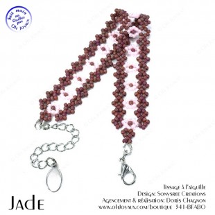Bracelet Jade en bourgogne et rose