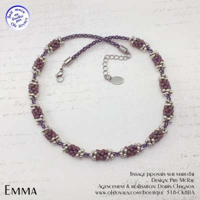 Collier Emma en bourgogne et argenté