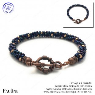 Bracelet Pauline en marine et champagne