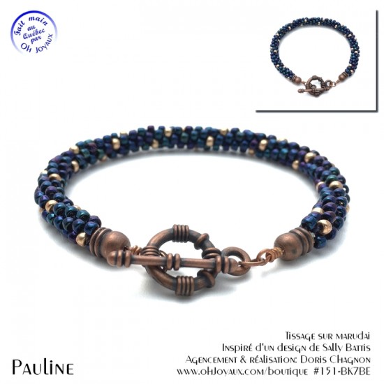 Bracelet Pauline en marine et champagne