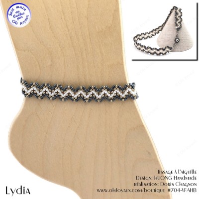 Bracelet de cheville Lydia de couleur hématite,...