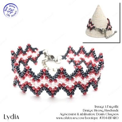 Bracelet Lydia de couleur hématite, rouge et...