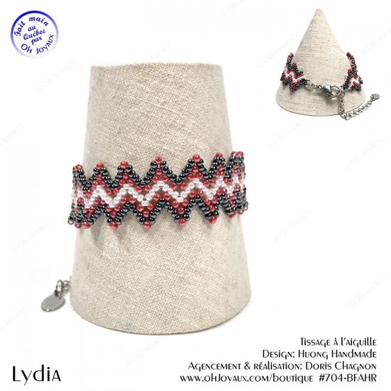 Bracelet Lydia de couleur hématite, rouge et...
