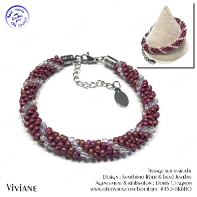 Bracelet Viviane en bourgogne et transparent