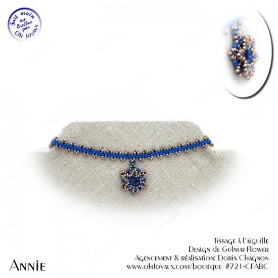 Collier Annie en bleu et champagne