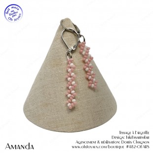 Boucles d'oreilles Amanda  en rose et blanc