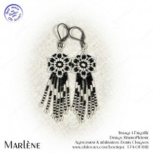 Boucles d'oreilles Marlène en noir et blanc...