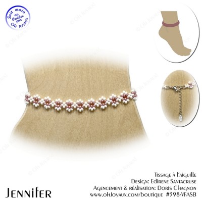 Bracelet de cheville Jennifer en vieux-rose et...