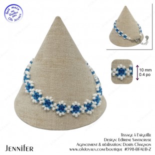Bracelet Jennifer en bleu aqua et blanc