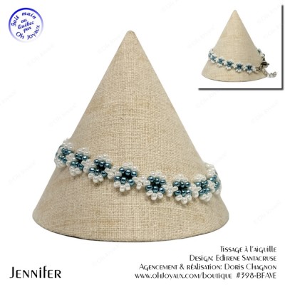 Bracelet Jennifer en émeraude et blanc écru