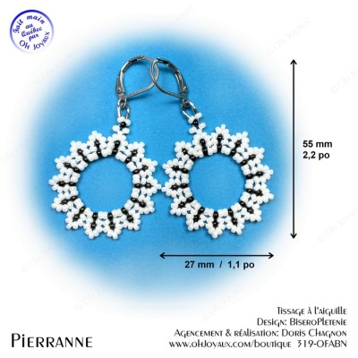 Boucles d'oreilles Pierranne en blanc et noir