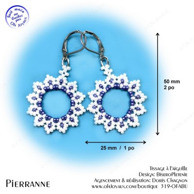 Boucles d'oreilles Pierranne en blanc et marine