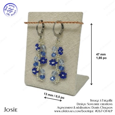 Boucles d'oreilles Josie en bleu et argenté