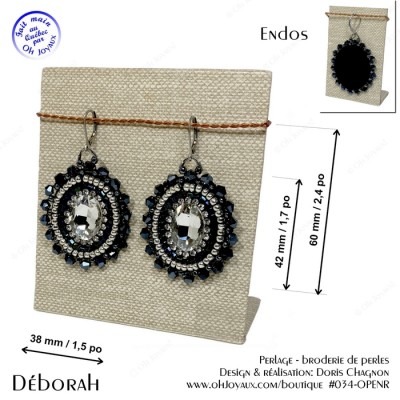 Boucles d'oreilles Déborah en noir