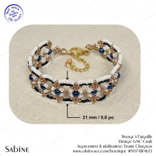 Bracelet Sabine en marine, blanc et or antique 