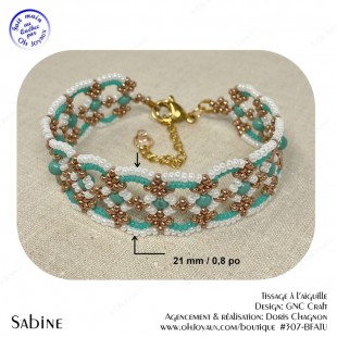 Bracelet Sabine en turquoise, blanc et or antique 