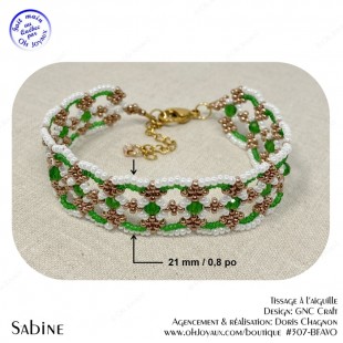 Bracelet Sabine en vert, blanc et or antique 