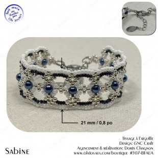Bracelet Sabine en marine, blanc et argenté