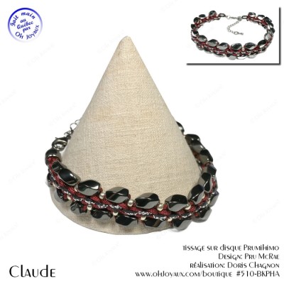 Bracelet unisexe Claude en hématite, rouge et...