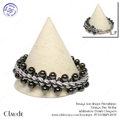 Bracelet unisexe Claude en argenté et hématite