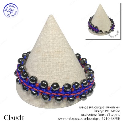 Bracelet unisexe Claude en hématite, bleu et...