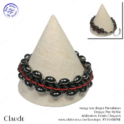 Bracelet unisexe Claude en hématite et noir