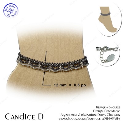 Bracelet de cheville Candice D  hématite et...