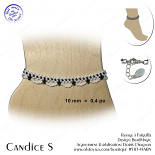 Bracelet de cheville Candice S blanc et noir