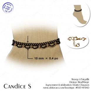 Bracelet de cheville Candice S noir et doré
