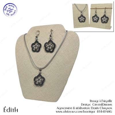 Boucles d'oreilles Édith hématite et gris
