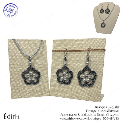 Boucles d'oreilles Édith hématite et gris