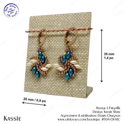 Boucles d'oreilles Kassie en turquoise, crème et...